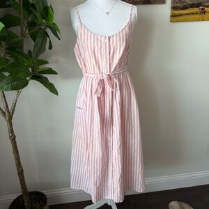 Mod Ref Pink and White Striped Midi Dress